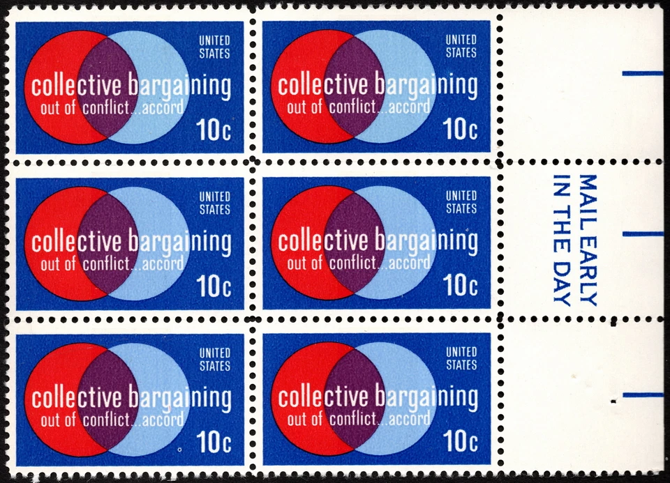 US - 1975 - 10 Cents Collective Bargaining Issue # 1558 Mail Early Block Mint NH - Image 1 of 1