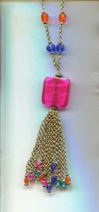 Coldwater Creek rosa Glas Quaste Halskette - Bild 1 von 1