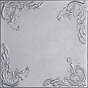 Piastrelle per Soffitto, Incollare 20" x 20",Stirolo, MARSIGLIA ARGENTO Metallizzato - Foto 1 di 2