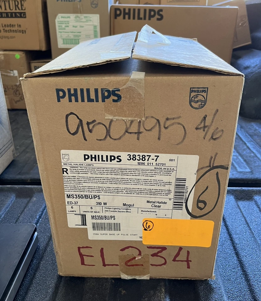 GENUINE FULL CASE (6 bulbs) OF PHILIPS 38387-7 350W PULSE START BULBS - Image 1 of 4