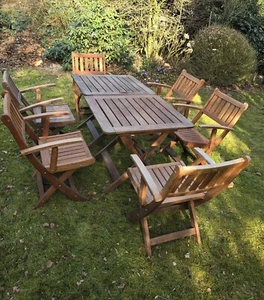 Gartenmöbel aus Teakholz – dänisches Design, 11 Tlg. mit Liege, hochwertig - Bild 1 von 10
