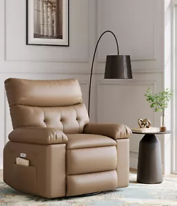 PU Leather 360° Swivel Recliner with Heat and Massage Electric Recliner Chair - Picture 1 of 8