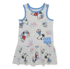 New Peanuts Snoopy Toddler Girl Americana Sleeveless Dress, Size 2T Joe Cool NWT - Picture 1 of 6