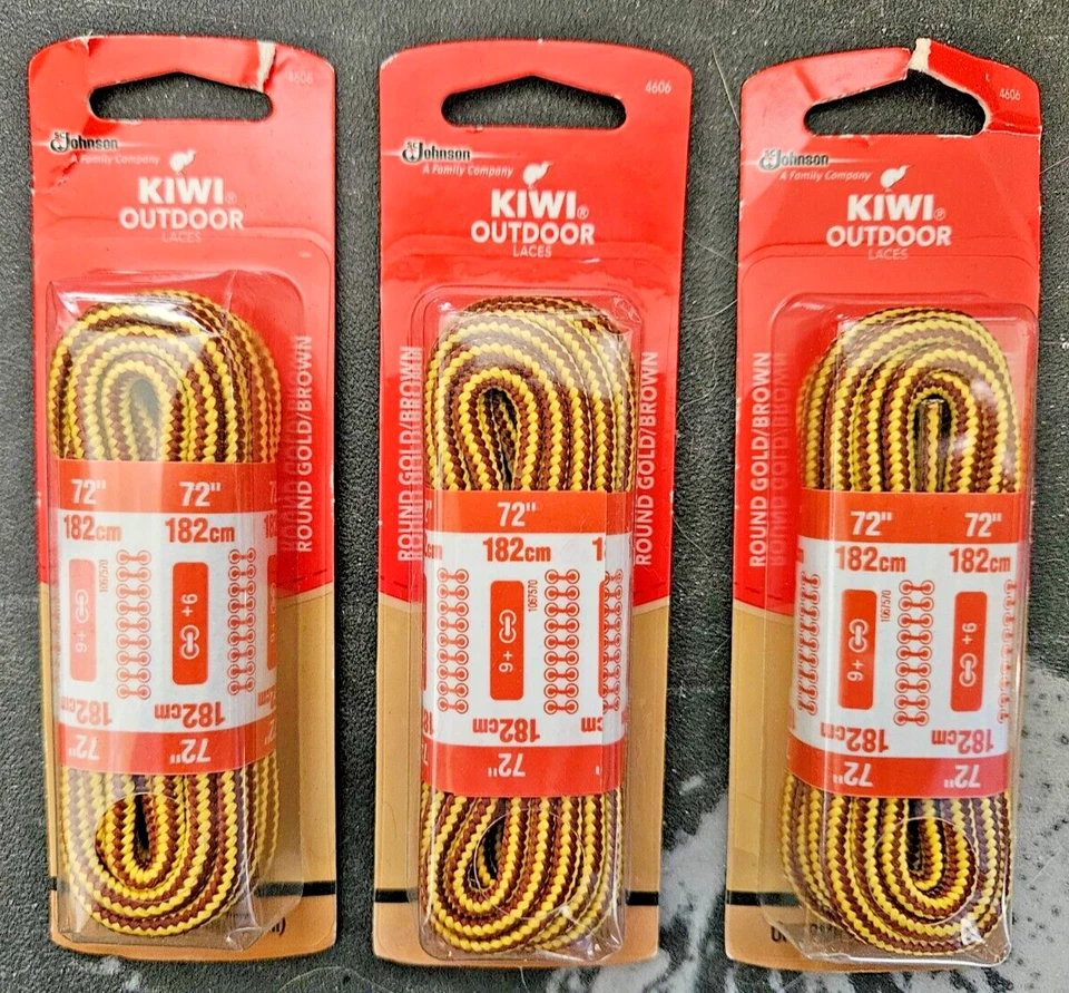 Kiwi 4606 Outdoor 72” Shoe Boot Laces Round Gold Brown 9 Eyelets