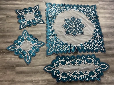 home decor table covers 4 pieces set Velvet Tablecloth Handmade - Image 1 of 4