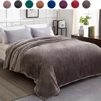 Large Lightweight Flannel Fleece Blankets Bed Sofa Throw Blanket Queen King Size - Image 1 of 4