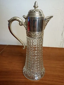 Vintage Decorative Art Nouveau Ewer Italian Glass Claret Wine Serving Jug 1960 - Picture 1 of 8
