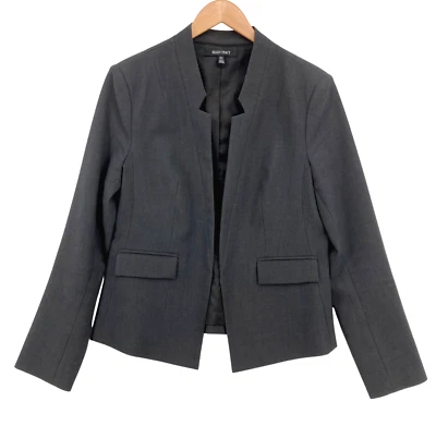 Jaqueta de trabalho Ellen Tracy carreira feminina cinza escuro manga longa frente aberta tamanho 10 - Imagem 1 de 4