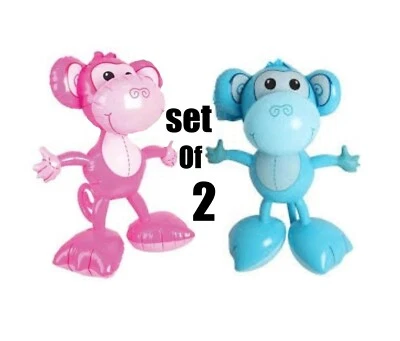 (Juego de 2) 24"" Rosa y Azul Monos Pies Grandes Inflables Decoración Fiesta  Foto 1 de 2