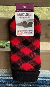 ✅NWT Muk Luks Women's Thermal Slipper Sock BLACK & RED Checks 3.0 TOG, Fits 6-10