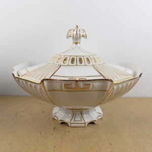 Antique KPM Berlin Porcelain Lidded Tureen #6529 German Porcelain White & Gold - Picture 1 of 9