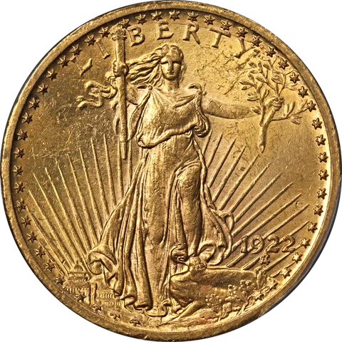 1922-P Saint-Gaudens Gold $20 PCGS MS63 Nice Eye Appeal Nice Strike Cover