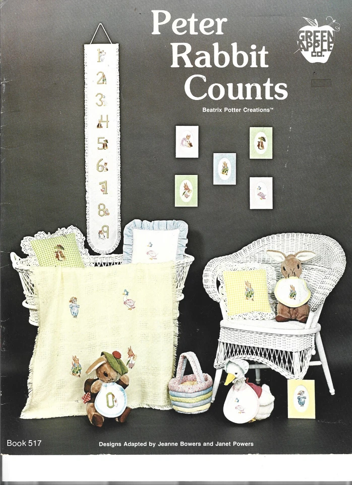 Beatrix Potter Cross Stitch Chart Book Green Apple Peter Rabbit Counts - Image 1 of 1