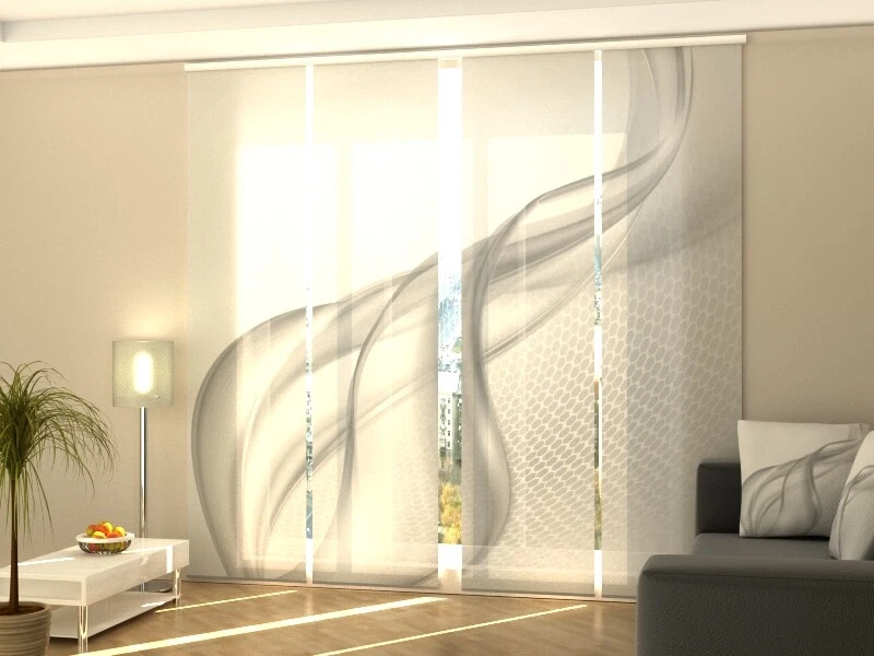 Foto-Schiebegardine grau/weiße Abstraktion, Flächenvorhang mit Motiv, auf Maß - Bild 1 von 1