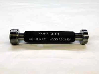 M & J TOOLING LLC NEW M25 X 1.5 6H METRIC THREAD PLUG GAGE 25.0 1.50 GO NO GO PD'S 24.026 & 24.226