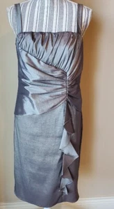 r m richards dress size 10, Metalic Gray Silver Fitted, Evening , Formal, Lined. - Picture 1 of 4