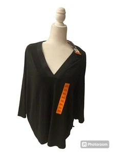 Banana Republic V-Neck 3/4 Sleeve Top, Women's Size XXL  Black NEW - Picture 1 of 4