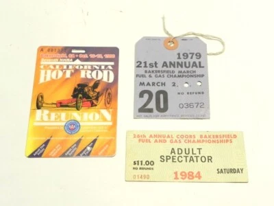 LOT OF 3 1979 1984 1998 FUEL & GAS CHAMPIONS HOT ROD REUNION TICKETS CALIFORNIA  - Image 1 of 4