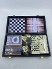 5 in 1 Magnetic Travel Games Set w/ case MINT Chess Backgammon Cribbage Dominoes