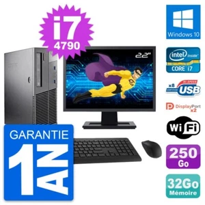 PC Lenovo M93p SFF Ecran 22" Intel i7-4790 RAM 32Go Disque 250Go Windows 10 Wifi - Photo 1/3