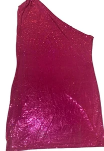 Pink One Shoulder Glitter Mini Dress - Picture 1 of 2