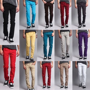 Victorious Men's Skinny Fit Jeans Stretch Colored Pants DL937 - FREE SHIP - Picture 1 of 78