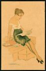 Artist Signed CALDERARA 03 Art Deco DONNINA LADY CHARME SEXY RISQUE NUD Postcard