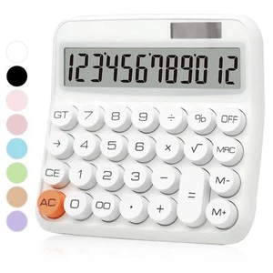 White Calculator Standard Calculator 12 Digit with Large LCD Display and Big ... - Picture 1 of 7