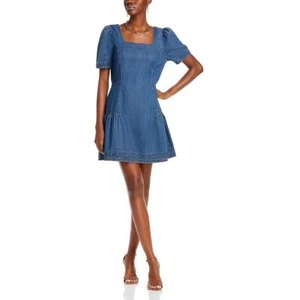 Stellah Womens Blue Square Neck Short Summer Mini Dress XS BHFO 7936 - Picture 1 of 2