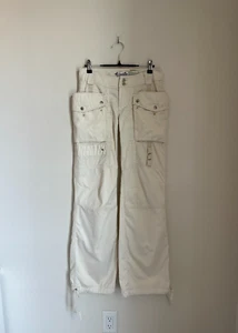 Vintage DIESEL Women's 90's Low Rise Parachute Cargo Pants in Cream Size 25 EUC - Picture 1 of 5