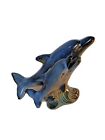 Blue Brown Dolphins/porpoise?s Ocean Swimming Ceramic Sea Figurine 6?