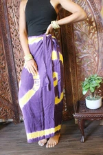 Boho Chic Purple Tie Dye Wrap Skirts Beach Cover up Sarong Dress ONESIZE
