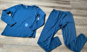 Herobiker Mens 2 Piece Lounge Set Blue Fleece Lined Long Sleeve Top Bottom J1 - Picture 1 of 5