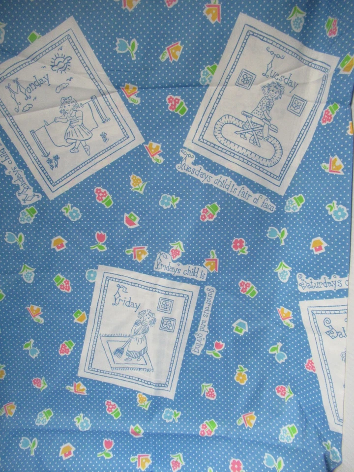 Days Of The Week TELAS WINDHAM DE COLECCIÓN RARAS AZULES MULTI SBTYX 44"W NUEVAS Foto 1 de 4