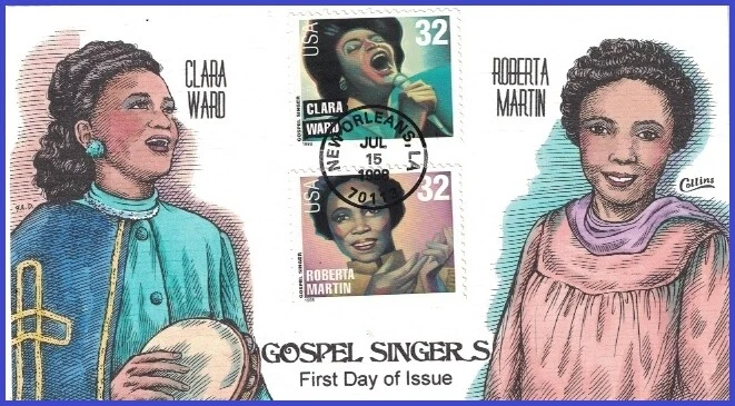 USA1 #3218 U/A COLLINS HAND PAINTED FDC Combo2  Gospel Singers Clara Ward - Photo 1/1
