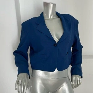 Vertigo Pour La Ville Blue Lace-up Back Cropped Jacket Size L - Picture 1 of 10