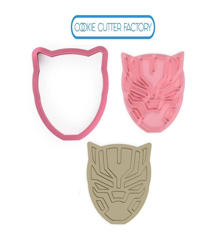 Black Panther Mask Cookie Cutter and Stamp Embosser - Heroic Design for Superher - image 1 of 1