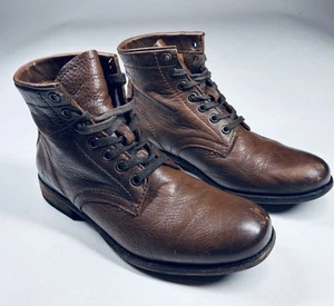 Frye Sabrina  VTG 6G Cognac Combat Leather BootsWomen's Size 7  Lace Up Ankle - Picture 1 of 9