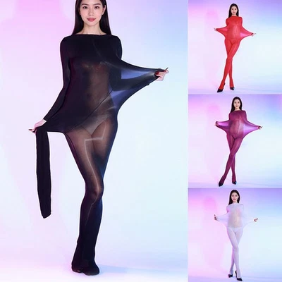 Plus Hombres Mujeres Mono Brillante Ultra-delgado 5D Aceite de Caballo Body Medias 330 lb Foto 1 de 4