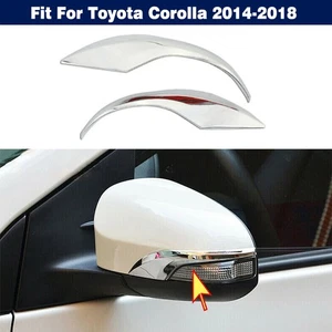Pair Chrome Rearview Side Mirror Cover Strip Trim For Toyota Corolla 2014-2018 - Picture 1 of 8