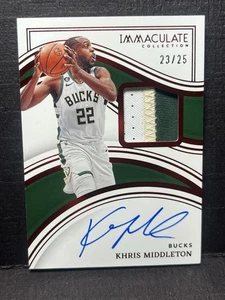 2022-23 Panini Immaculate Khris Middleton Auto Game Used Patch Red /25 Bucks - Bild 1 von 3