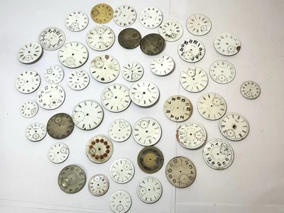 HUGE LOT (47) Antique Pocket Watch Porcelain FACES Only (Parts Pieces Repair) - Image 1 of 4