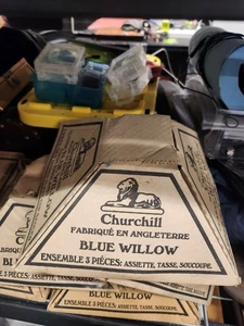 Vintage Churchill Blue Willow 3 teiliges Set - Bild 1 von 6