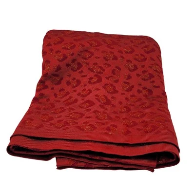 Animalistic Glamour: Red Cheetah Print Tablecloth w/ Gold Accents - 84" x 26" - Image 1 of 2