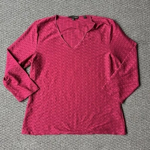 David Lawrence Women’s Vneck Longsleeve Top Size L Red Textured - Picture 1 of 7