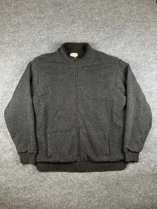 Vintage LL Bean Bomber Jacket Gray Full Zip Fleece Lined Lambs Wool Mens 2XL - Picture 1 of 8