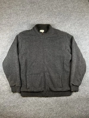 Vintage LL Bean Bomber Jacket Gray Full Zip Fleece Lined Lambs Wool Mens 2XL - Image 1 of 4