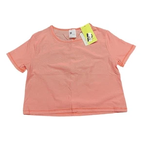 All in Motion Girls Stripe Printed Everyday Top Medium Size 8 Coral Orange Shirt - Picture 1 of 9
