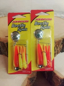 Combo de plantilla de cebo giratorio Johnson Beetle naranja y amarillo Bsvp 1/8 oz paquete de 2 - Imagen 1 de 7