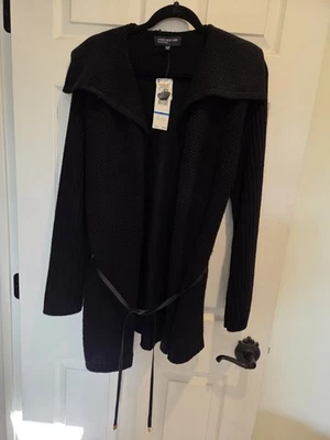 Jones New York Black XL Sweater Knitted With Belt New Retail $119 - Image 1 of 4